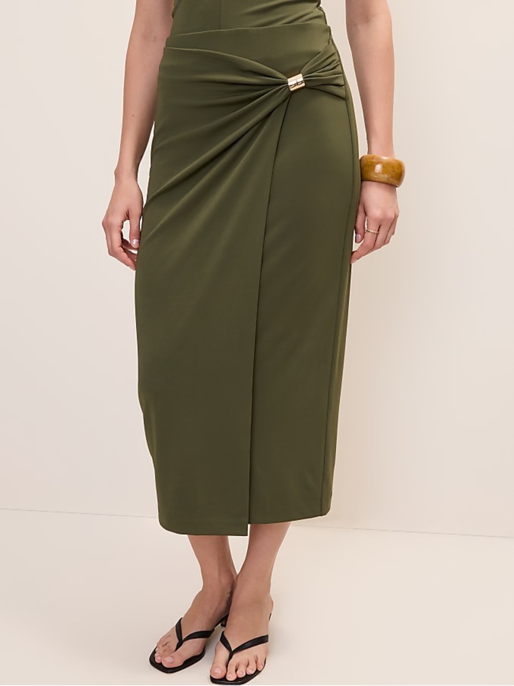 Ann Taylor Hardware Embellished Wrap Midi Skirt